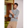 imageCOOFANDY Men Casual Knit Sweater Quarter Button Henley Long Sleeve Slim Fit Twisted Pullover SweaterLight Grey