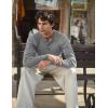 imageCOOFANDY Men Casual Knit Sweater Quarter Button Henley Long Sleeve Slim Fit Twisted Pullover SweaterLight Grey