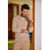 imageCOOFANDY Men Casual Knit Sweater Quarter Button Henley Long Sleeve Slim Fit Twisted Pullover SweaterLight Khaki