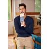 imageCOOFANDY Men Casual Knit Sweater Quarter Button Henley Long Sleeve Slim Fit Twisted Pullover SweaterNavy Blue