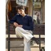 imageCOOFANDY Men Casual Knit Sweater Quarter Button Henley Long Sleeve Slim Fit Twisted Pullover SweaterNavy Blue