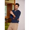 imageCOOFANDY Men Casual Knit Sweater Quarter Button Henley Long Sleeve Slim Fit Twisted Pullover SweaterNavy Blue