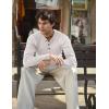 imageCOOFANDY Men Casual Knit Sweater Quarter Button Henley Long Sleeve Slim Fit Twisted Pullover SweaterWhite