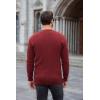 imageCOOFANDY Men Casual Knit Sweater Quarter Button Henley Long Sleeve Slim Fit Twisted Pullover SweaterWine Red