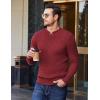 imageCOOFANDY Men Casual Knit Sweater Quarter Button Henley Long Sleeve Slim Fit Twisted Pullover SweaterWine Red