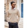 imageCOOFANDY Mens Crewneck Sweater Casual Lightweight Knitted Pullover Sweater with PocketLight Khaki