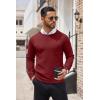 imageCOOFANDY Mens Crewneck Sweater Casual Lightweight Knitted Pullover Sweater with PocketWine Red