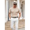 imageCOOFANDY Mens Knit T Shirt Short Sleeve Crewneck Casual Vintage TShirts Summer Twist Knitted Pullover TeeBeige