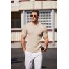 imageCOOFANDY Mens Knit T Shirt Short Sleeve Crewneck Casual Vintage TShirts Summer Twist Knitted Pullover TeeBeige