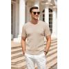 imageCOOFANDY Mens Knit T Shirt Short Sleeve Crewneck Casual Vintage TShirts Summer Twist Knitted Pullover TeeBeige