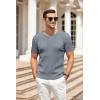 imageCOOFANDY Mens Knit T Shirt Short Sleeve Crewneck Casual Vintage TShirts Summer Twist Knitted Pullover TeeGrey