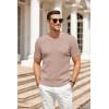 imageCOOFANDY Mens Knit T Shirt Short Sleeve Crewneck Casual Vintage TShirts Summer Twist Knitted Pullover TeeKhaki
