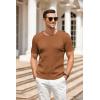 imageCOOFANDY Mens Knit T Shirt Short Sleeve Crewneck Casual Vintage TShirts Summer Twist Knitted Pullover TeeLight Brown