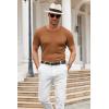 imageCOOFANDY Mens Knit T Shirt Short Sleeve Crewneck Casual Vintage TShirts Summer Twist Knitted Pullover TeeLight Brown