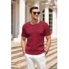 imageCOOFANDY Mens Knit T Shirt Short Sleeve Crewneck Casual Vintage TShirts Summer Twist Knitted Pullover TeeWine Red