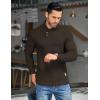 imageCOOFANDY Mens Shawl Collar Pullover Sweater Casual Slim Fit Button Textured Knit SweatersBrown