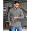 imageCOOFANDY Mens Shawl Collar Pullover Sweater Casual Slim Fit Button Textured Knit SweatersGrey