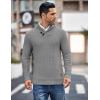 imageCOOFANDY Mens Shawl Collar Pullover Sweater Casual Slim Fit Button Textured Knit SweatersGrey
