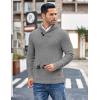 imageCOOFANDY Mens Shawl Collar Pullover Sweater Casual Slim Fit Button Textured Knit SweatersGrey