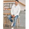 imageCOOFANDY Mens Shawl Collar Pullover Sweater Casual Slim Fit Button Textured Knit SweatersWhite