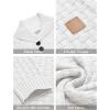 imageCOOFANDY Mens Shawl Collar Pullover Sweater Casual Slim Fit Button Textured Knit SweatersWhite