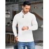 imageCOOFANDY Mens Shawl Collar Pullover Sweater Casual Slim Fit Button Textured Knit SweatersWhite