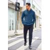 imageCOOFANDY Mens Shawl Collar Sweaters VNeck Relaxed Fit Cable PulloversDenim Blue