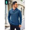 imageCOOFANDY Mens Shawl Collar Sweaters VNeck Relaxed Fit Cable PulloversDenim Blue