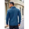 imageCOOFANDY Mens Shawl Collar Sweaters VNeck Relaxed Fit Cable PulloversDenim Blue