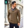 imageCOOFANDY Mens Shawl Collar Sweaters VNeck Relaxed Fit Cable PulloversLight Brown