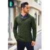 imageCOOFANDY Mens Shawl Collar Sweaters VNeck Relaxed Fit Cable PulloversOlive