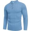 imageCOOFANDY Men Casual Knit Sweater Quarter Button Henley Long Sleeve Slim Fit Twisted Pullover SweaterLight Blue