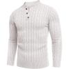 imageCOOFANDY Men Casual Knit Sweater Quarter Button Henley Long Sleeve Slim Fit Twisted Pullover SweaterWhite