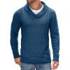 imageCOOFANDY Mens Shawl Collar Sweaters VNeck Relaxed Fit Cable PulloversDenim Blue