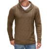 imageCOOFANDY Mens Shawl Collar Sweaters VNeck Relaxed Fit Cable PulloversLight Brown