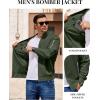 imageCOOFANDY Men Bomber Jacket Lightweight Casual Windbreaker Zip Up Coat Fashion Stylish Fall Jackets with PocketArmy Green