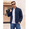 imageCOOFANDY Men Bomber Jacket Lightweight Casual Windbreaker Zip Up Coat Fashion Stylish Fall Jackets with PocketNavy