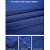 imageCOOFANDY Mens Casual Shirt Jacket Button Down Waffle Jacket Long Sleeve Sweater Jackets Quilted Shacket OvershirtDark Blue