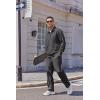 imageCOOFANDY Mens Casual Sweatsuit 2 Piece Athletic Full Zip Tracksuit Jacquard Jogging Set Fashion Jackets And Pants OutfitDark Grey