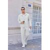 imageCOOFANDY Mens Casual Sweatsuit 2 Piece Athletic Full Zip Tracksuit Jacquard Jogging Set Fashion Jackets And Pants OutfitWhite