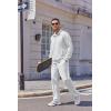 imageCOOFANDY Mens Casual Sweatsuit 2 Piece Athletic Full Zip Tracksuit Jacquard Jogging Set Fashion Jackets And Pants OutfitWhite