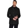 imageCOOFANDY Mens Double Breasted Pea Coat Winter Overcoat Short Trench Coat Notched CollarBlack