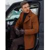 imageCOOFANDY Mens Double Breasted Pea Coat Winter Overcoat Short Trench Coat Notched CollarBrown