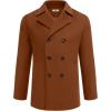 imageCOOFANDY Mens Double Breasted Pea Coat Winter Overcoat Short Trench Coat Notched CollarBrown