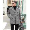 imageCOOFANDY Mens Double Breasted Pea Coat Winter Overcoat Short Trench Coat Notched CollarGrey Plaid