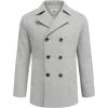 imageCOOFANDY Mens Double Breasted Pea Coat Winter Overcoat Short Trench Coat Notched CollarLight Grey