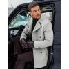 imageCOOFANDY Mens Double Breasted Pea Coat Winter Overcoat Short Trench Coat Notched CollarLight Grey