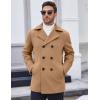 imageCOOFANDY Mens Double Breasted Pea Coat Winter Overcoat Short Trench Coat Notched CollarLight Tan