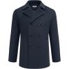 imageCOOFANDY Mens Double Breasted Pea Coat Winter Overcoat Short Trench Coat Notched CollarNavy Blue
