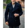 imageCOOFANDY Mens Double Breasted Pea Coat Winter Overcoat Short Trench Coat Notched CollarNavy Blue